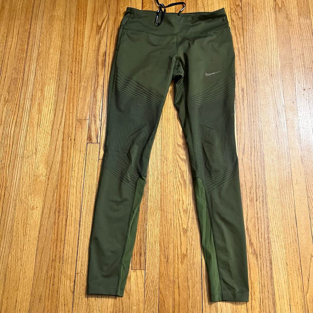 Nike Running Dri Fit Leggings Womens Small Reflective Green